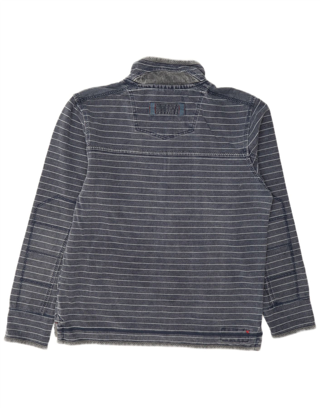 Felpa da uomo con collo con zip Fat Face, maglione medio, cotone a righe blu navy