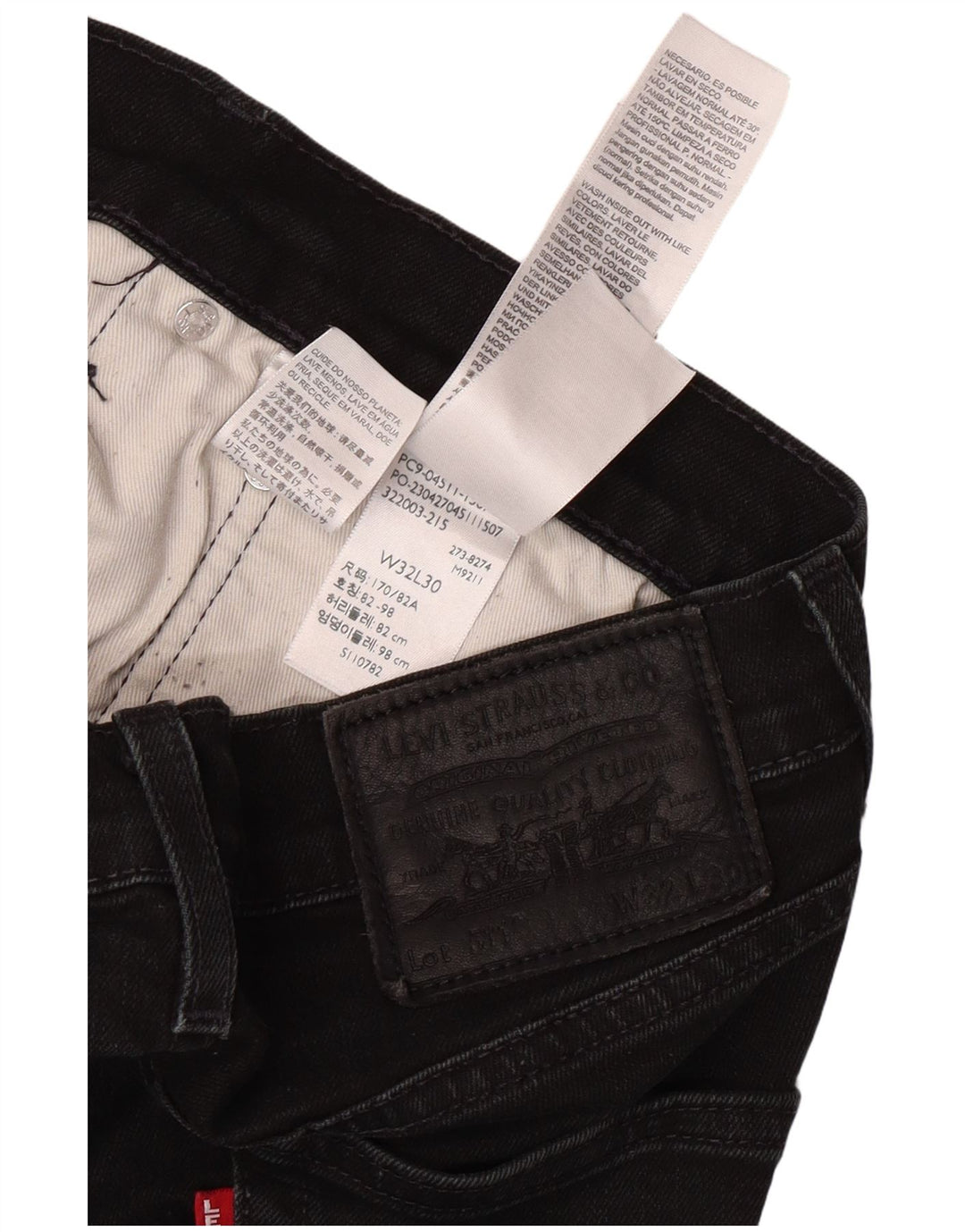 Jeans slim da uomo LEVI'S W32 L30 cotone nero
