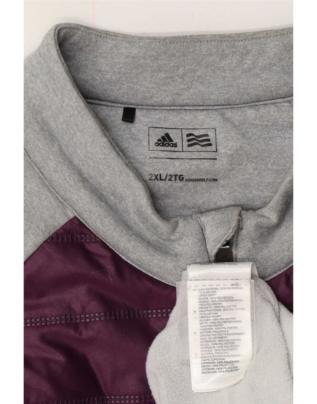 Adidas Uomo Zip Collo Pullover Tuta Top 2XL Grigio Colourblock Poliestere