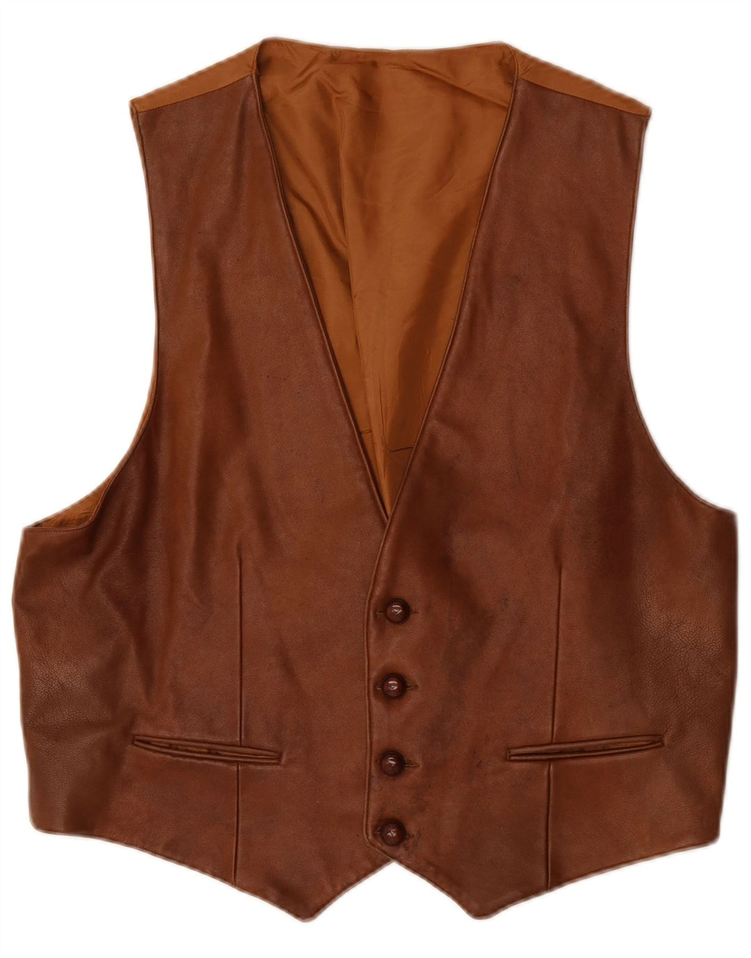 Gilet in pelle da uomo VINTAGE grande in pelle marrone