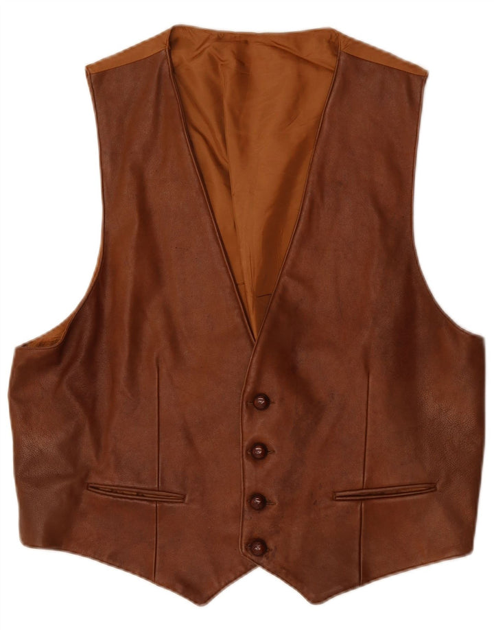 Gilet in pelle da uomo VINTAGE grande in pelle marrone
