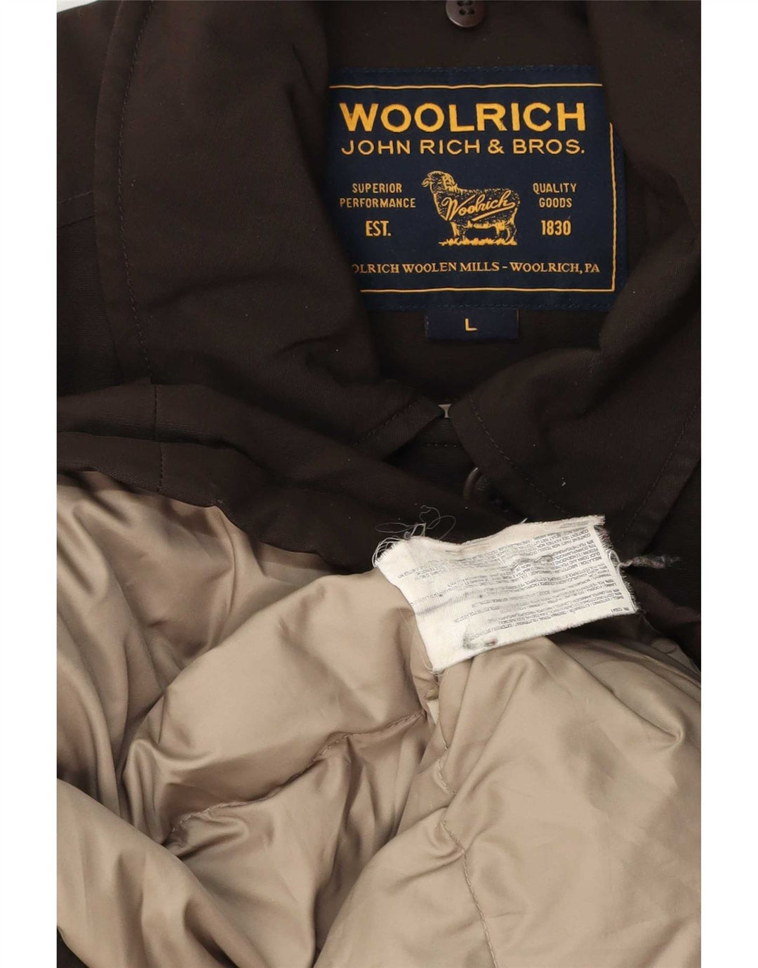 Giacca imbottita da donna Woolrich UK 14 Large Marrone Poliestere