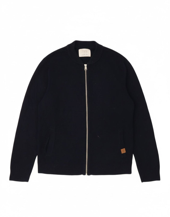 ZARA Boys Cardigan Sweater 11-12 Years Navy Blue Cotton