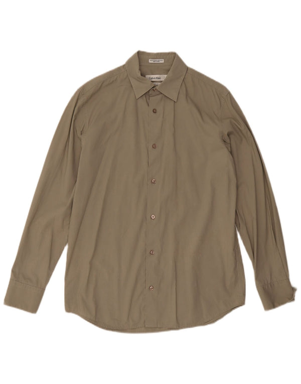 Camicia Calvin Klein da uomo Modern Fit piccola in cotone kaki