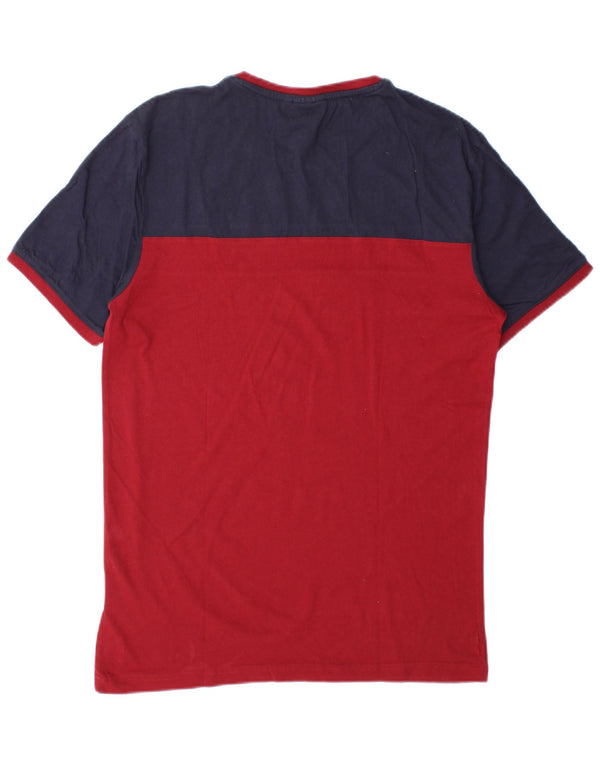 T-shirt Fila da uomo Top in cotone color block rosso medio