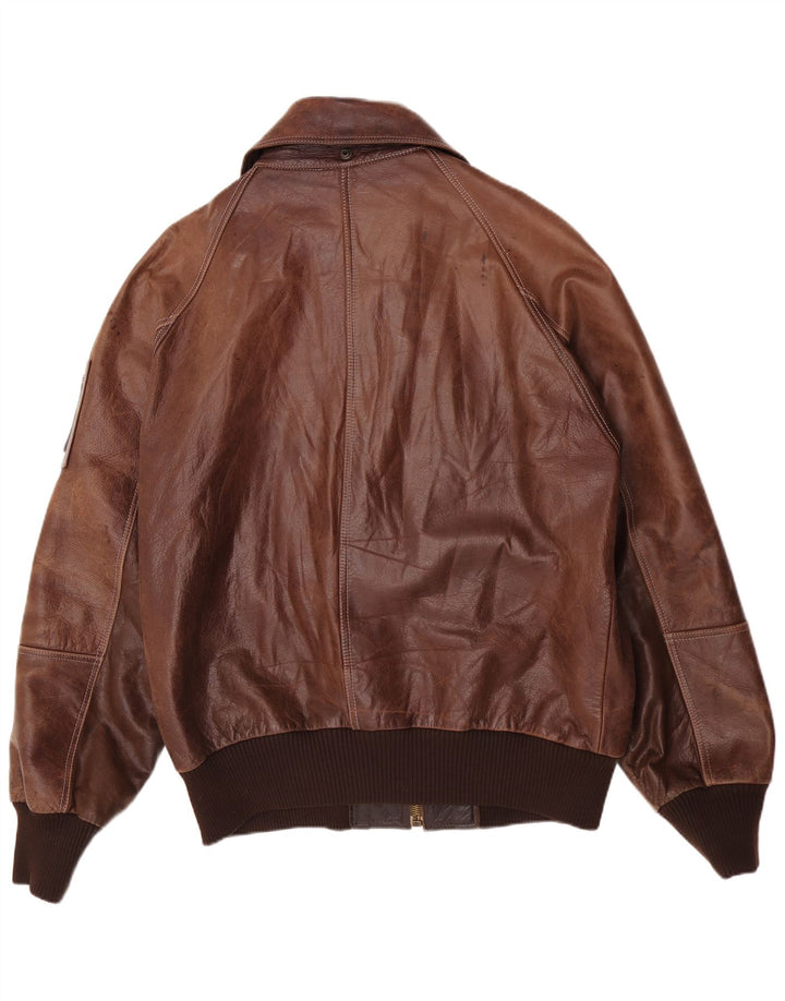 Giubbotto bomber in pelle vintage da uomo IT 52 2XL Marrone