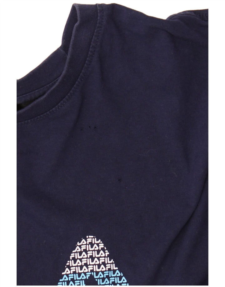 T-shirt grafica da uomo Fila Top Large in cotone blu navy