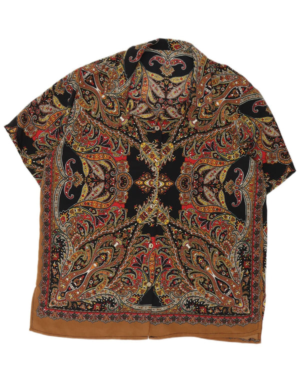 Camicia vintage da donna a maniche corte UK 18 XL Paisley multicolore