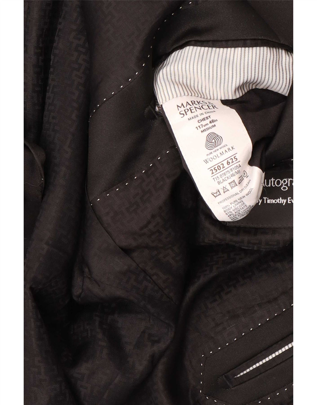 Giacca blazer a 1 bottone da uomo Marks & Spencer UK 46 XL nera in lana vergine