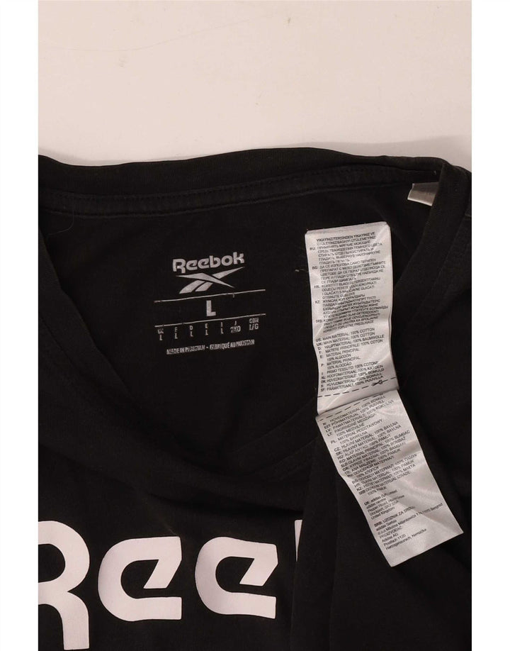 T-shirt grafica da uomo Reebok Top grande in cotone nero