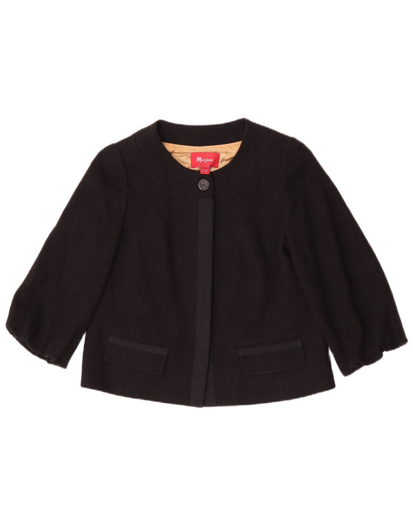 Giacca Bolero da donna con maniche a 3/4 Monsoon UK 10 Small in lana nera