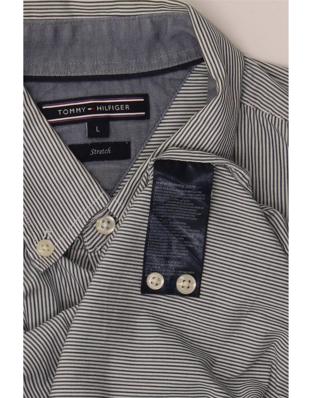 TOMMY HILFIGER Camicia da uomo grande in cotone gessato blu