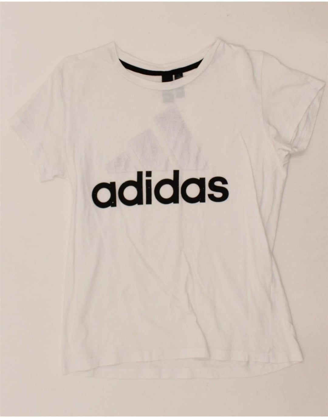 ADIDAS Womens Graphic T-Shirt Top UK 12/14 Medium White Vintage Adidas and Second-Hand Adidas from Messina Hembry 