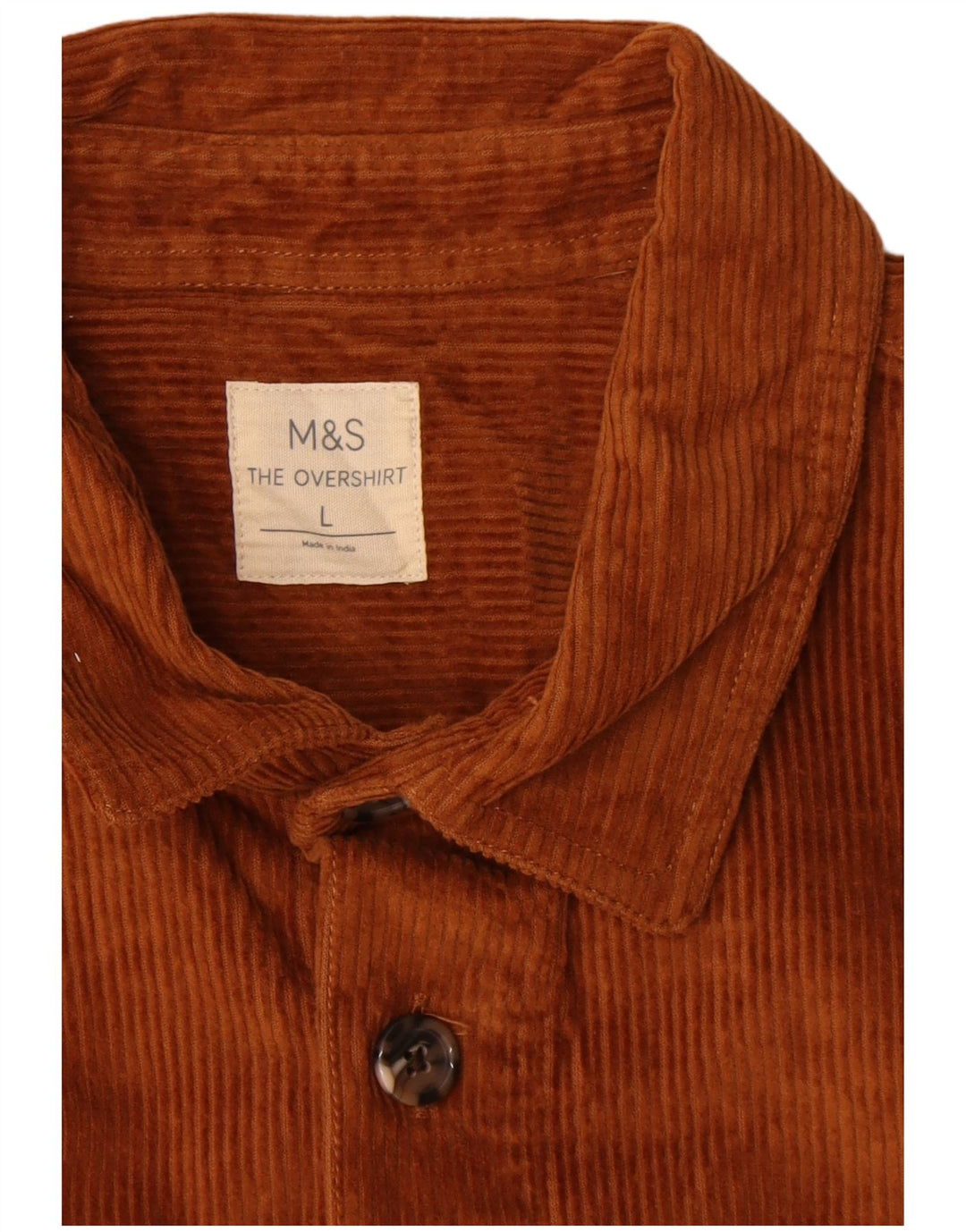 Marks & Spencer Camicia da uomo in velluto a coste grande in cotone marrone