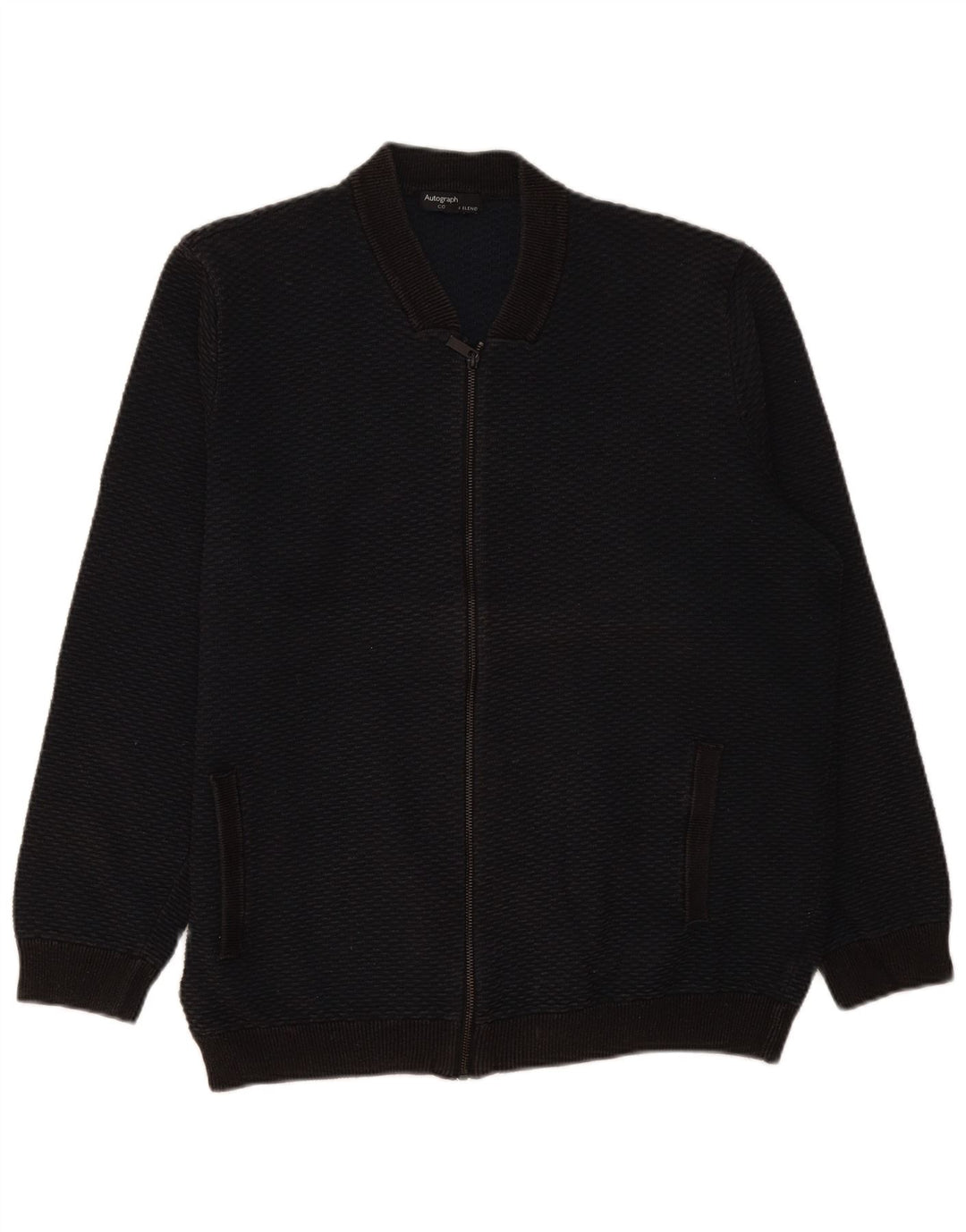 Maglione cardigan con zip intera da uomo Marks & Spencer 2XL cotone nero