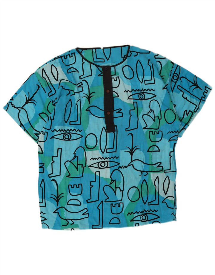 Camicetta vintage da donna Top EU 44 XL Blu geometrico