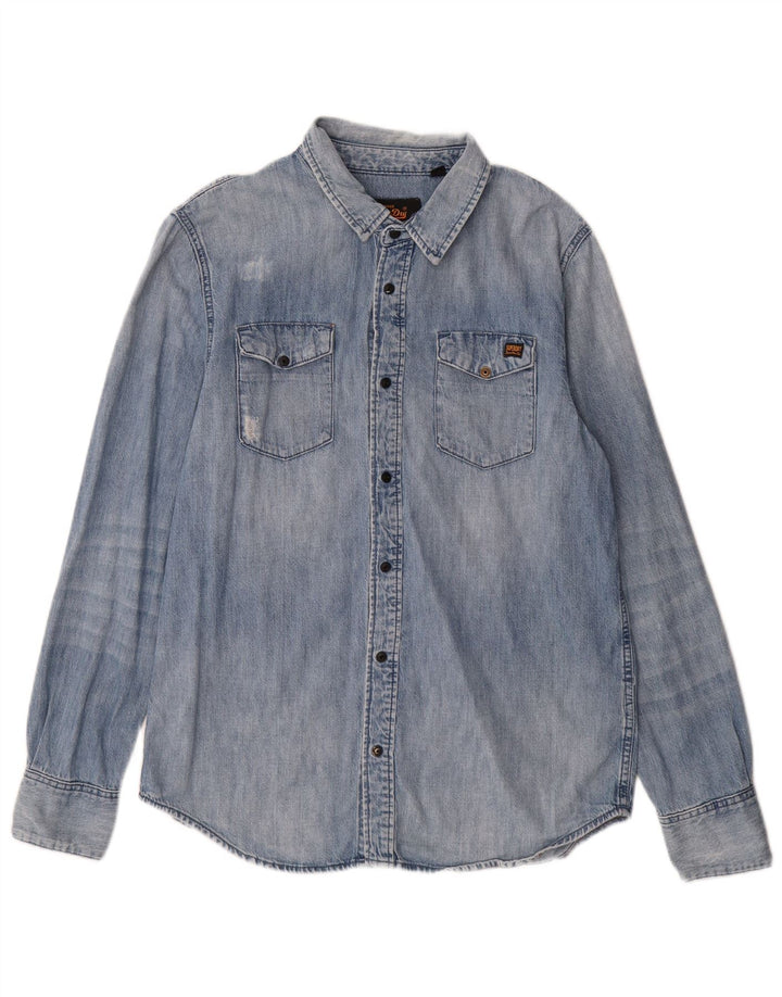Camicia di jeans da uomo Superdry XL in cotone blu