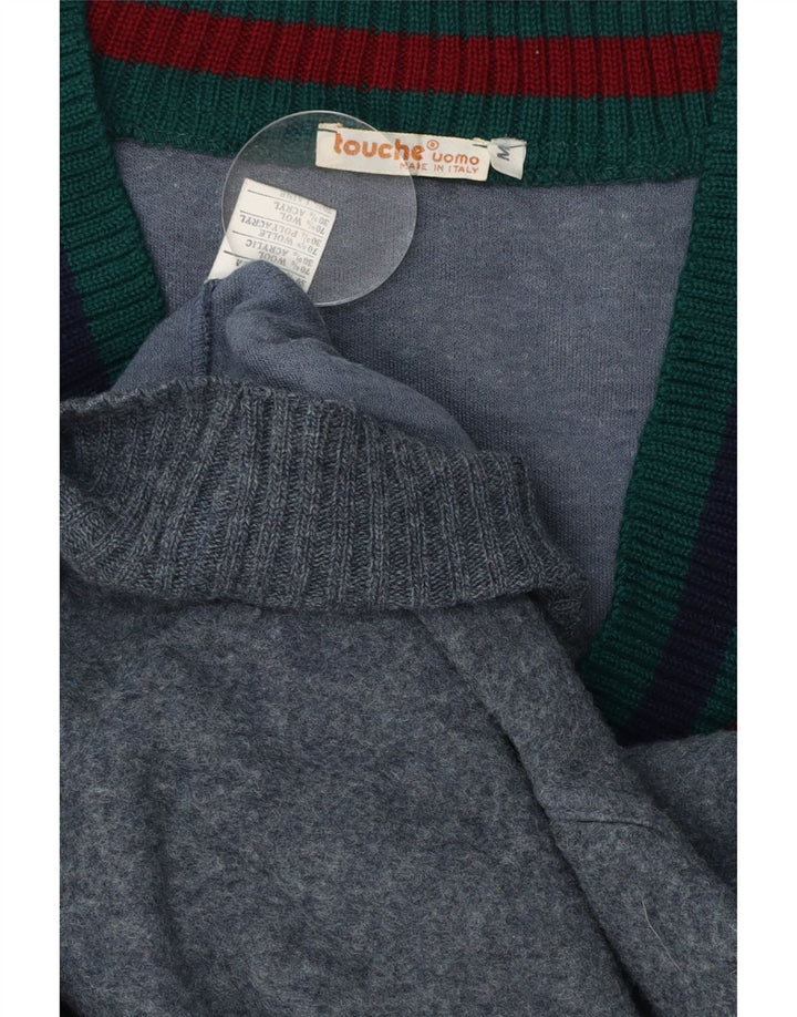 TOUCHE Mens V-Neck Jumper Sweater VMedium Navy Blue Wool Vintage Touche and Second-Hand Touche from Messina Hembry 