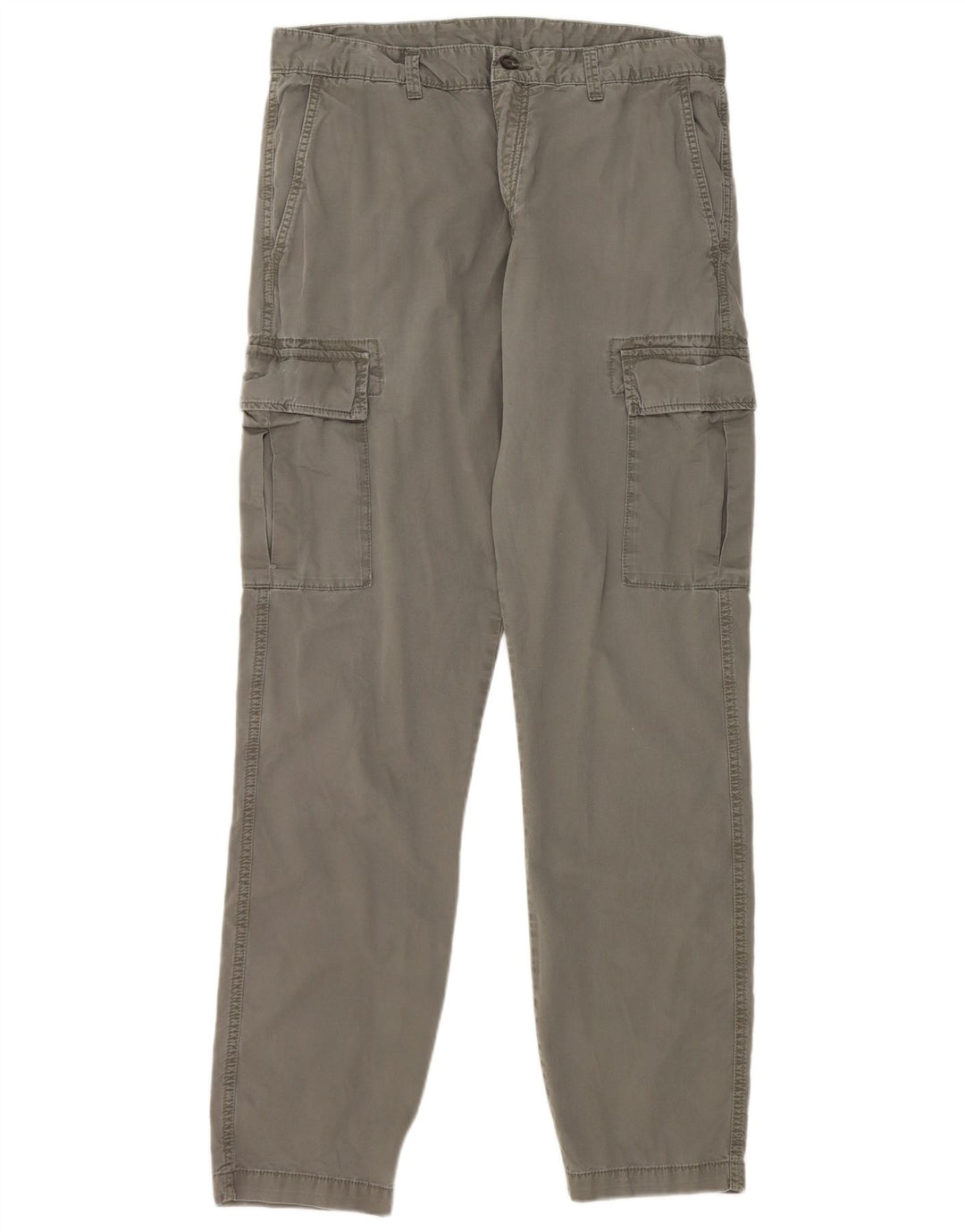 Pantaloni cargo dritti da uomo Marks & Spencer W34 L33 cotone kaki