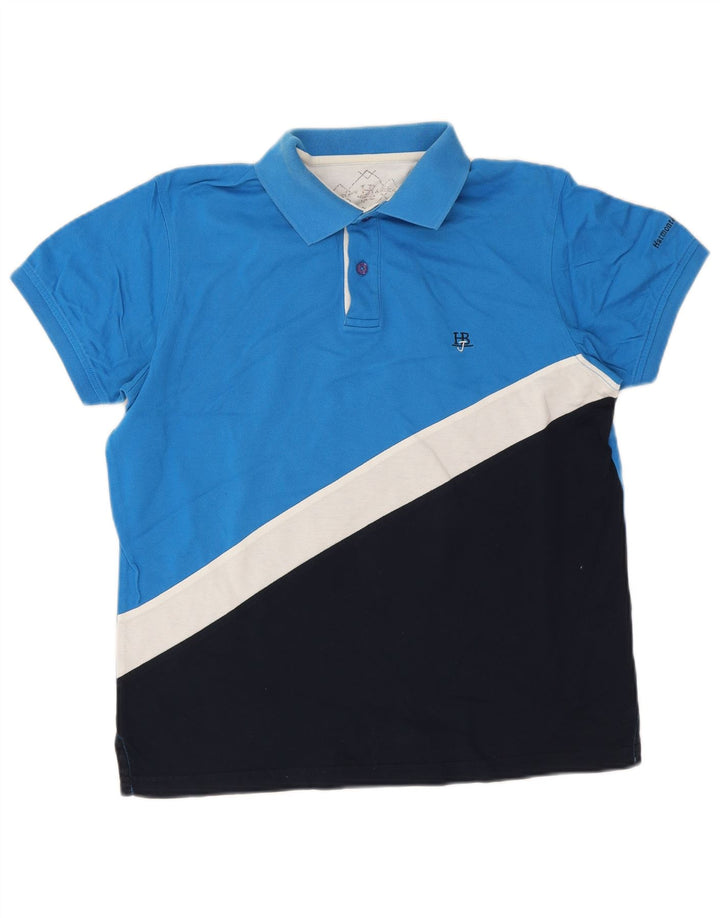 Polo da uomo Harmont & Blaine piccola in cotone color block blu
