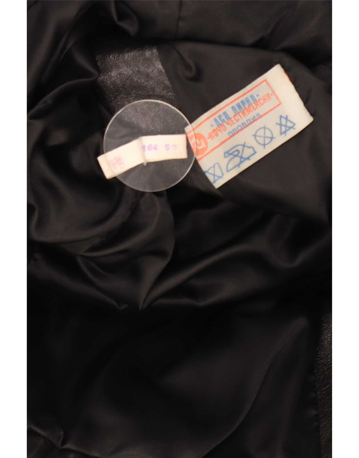 Giacca in pelle vintage da donna UK 10 piccola nera