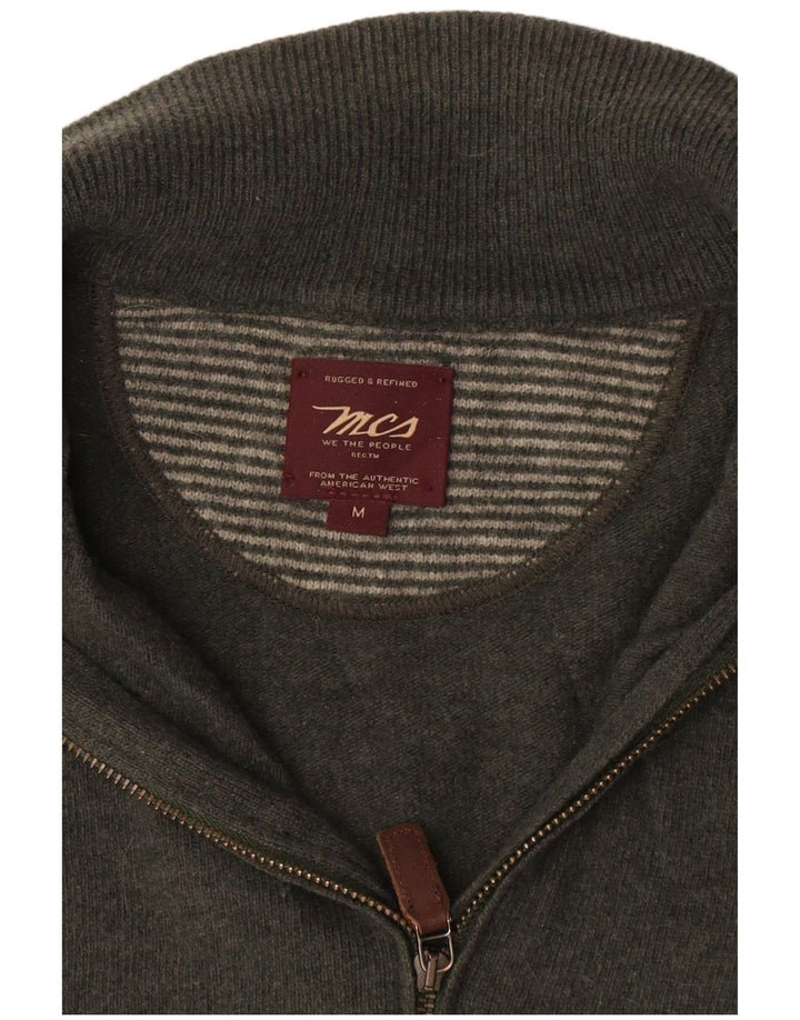 Marlboro Classics Maglione da uomo con zip e collo in lana verde medio