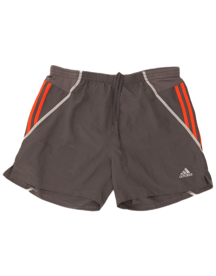 Pantaloncini da bagno da uomo Adidas in poliestere color block grigio medio
