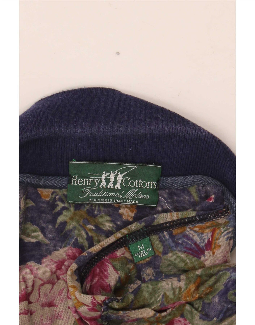 Polo da uomo Henry Cottons media blu navy floreale