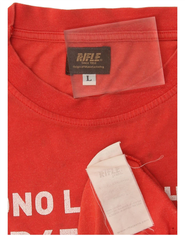 T-shirt grafica da uomo Rifle Top grande in cotone rosso