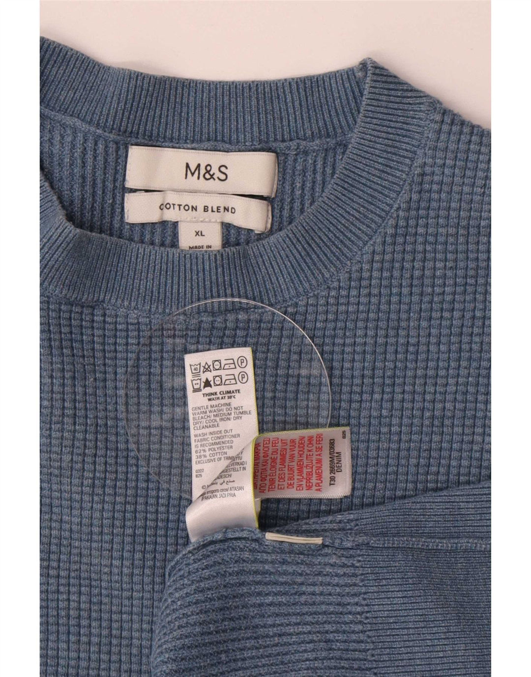 Maglione maglione girocollo da uomo Marks & Spencer XL blu poliestere