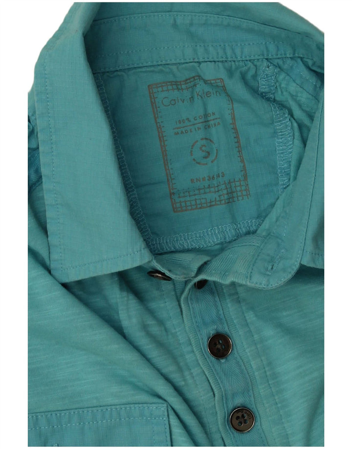 CALVIN KLEIN Polo da uomo piccola in cotone screziato blu