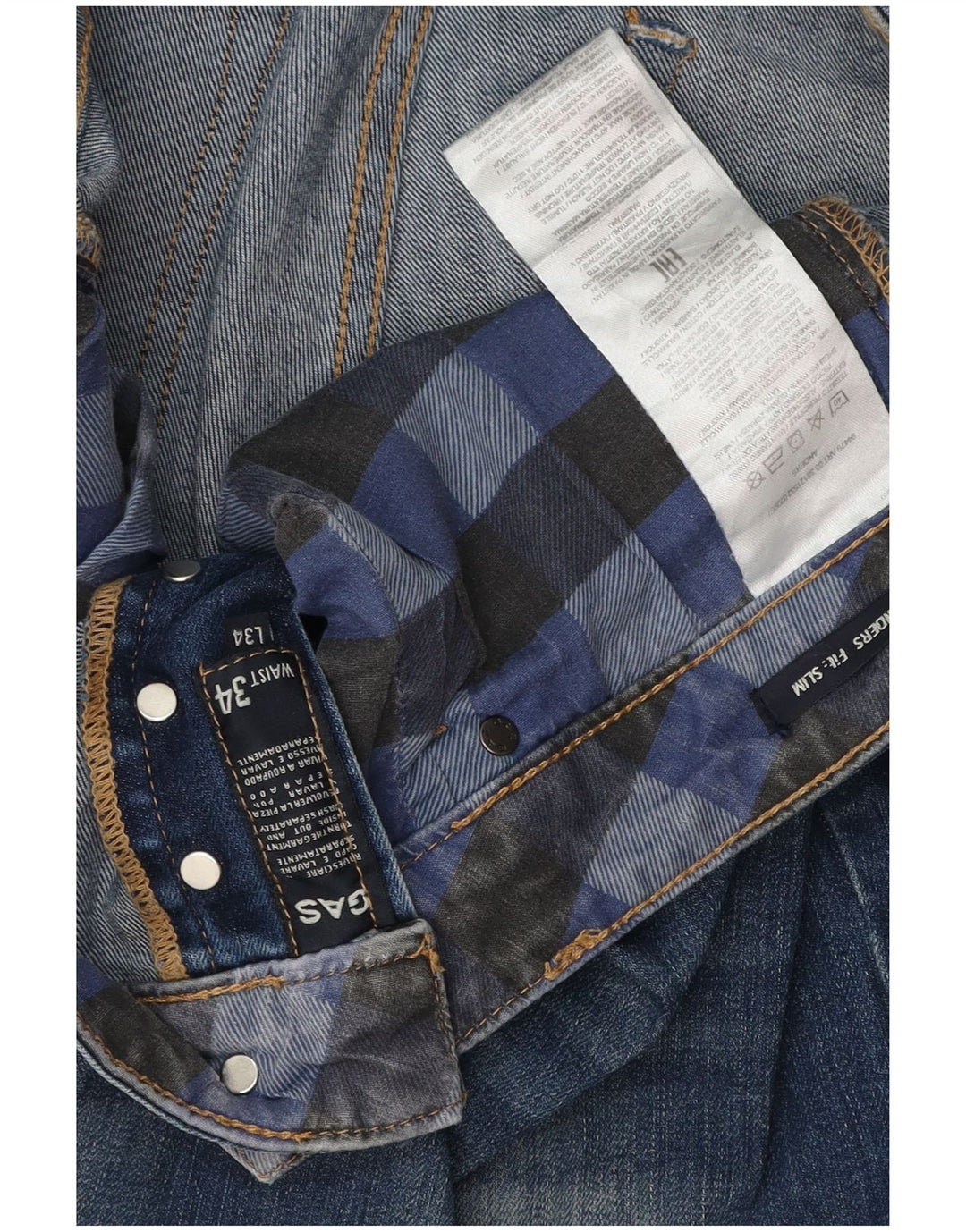 Jeans slim invecchiati da uomo GAS W34 L34 cotone blu