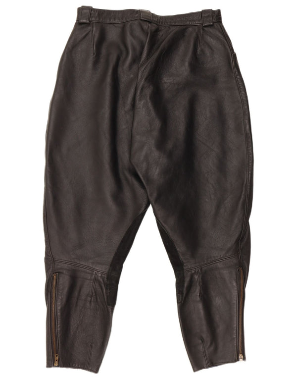 Pantaloni in pelle da motociclista vintage da uomo W30 L26 in pelle nera