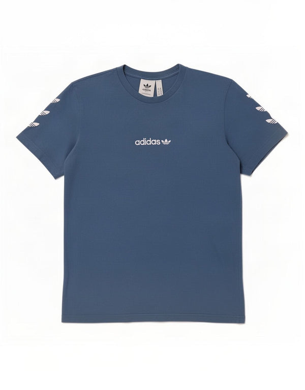 T-shirt grafica da uomo Adidas Top in cotone blu medio