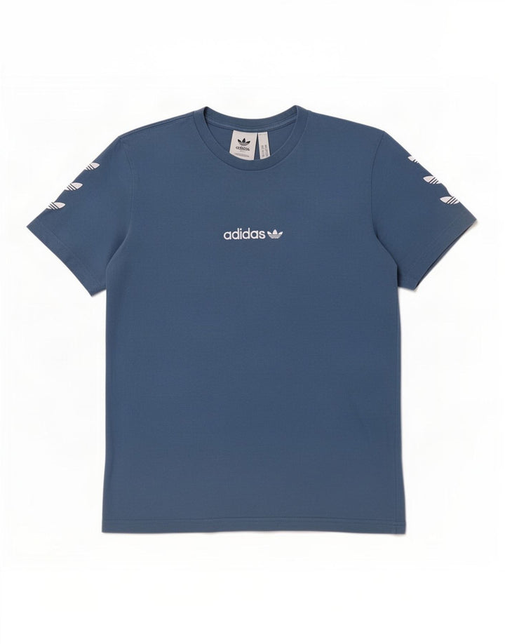 T-shirt grafica da uomo Adidas Top in cotone blu medio