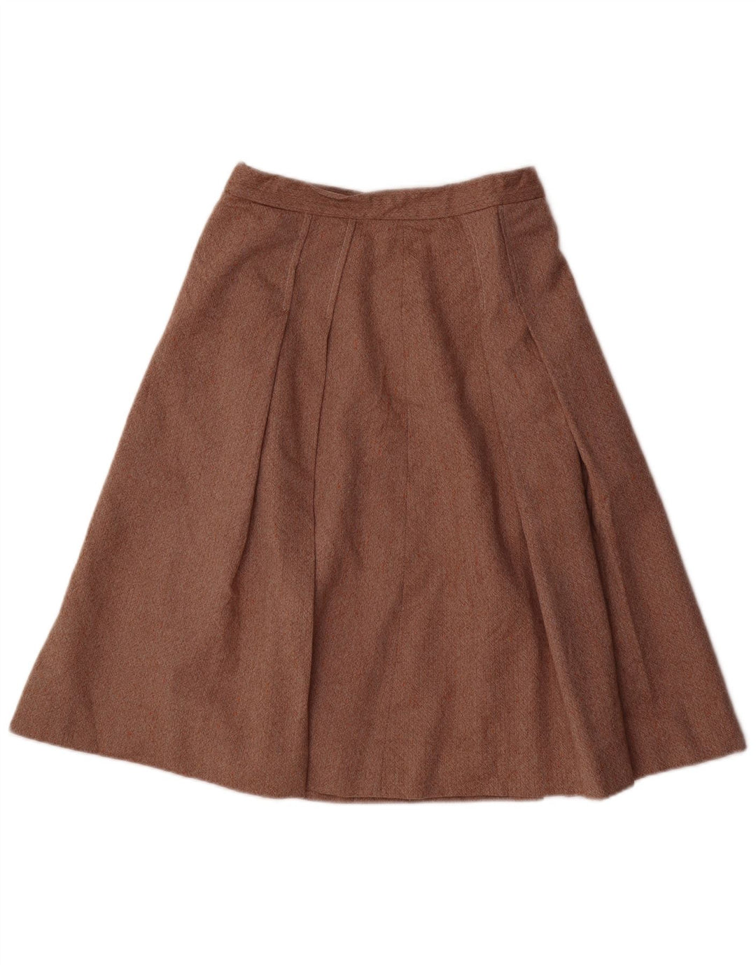 Gonna a trapezio pieghettata da donna vintage W26 piccola marrone