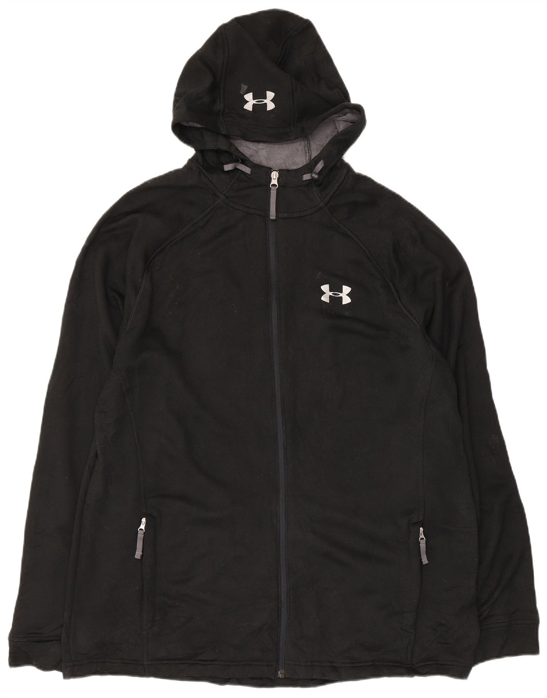 Felpa con cappuccio e zip da uomo Under Armour XL poliestere nero