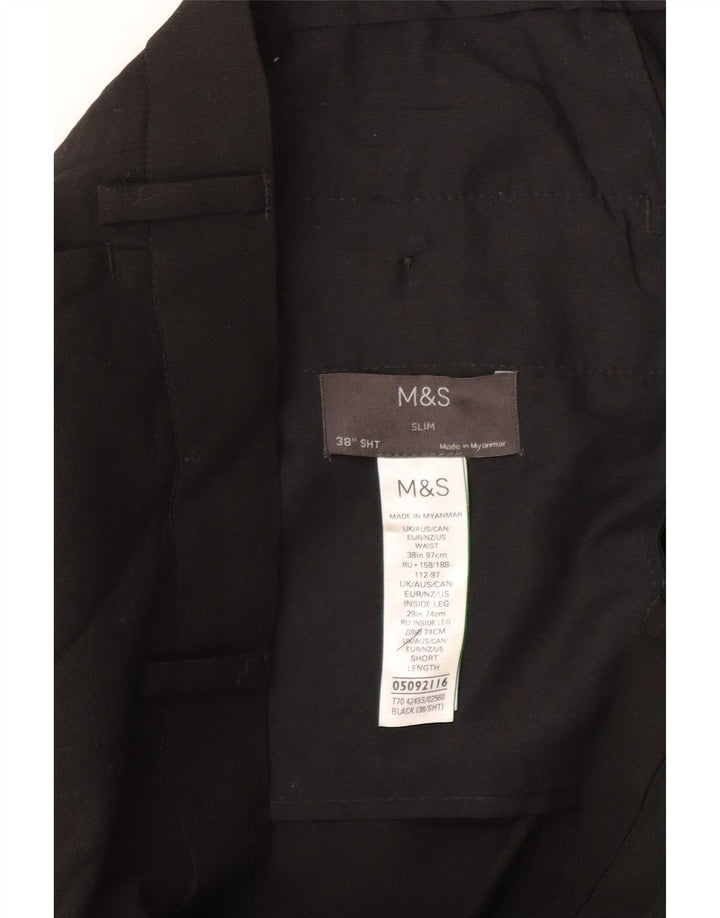 Pantaloni corti slim da uomo Marks & Spencer W38 L25 poliestere nero