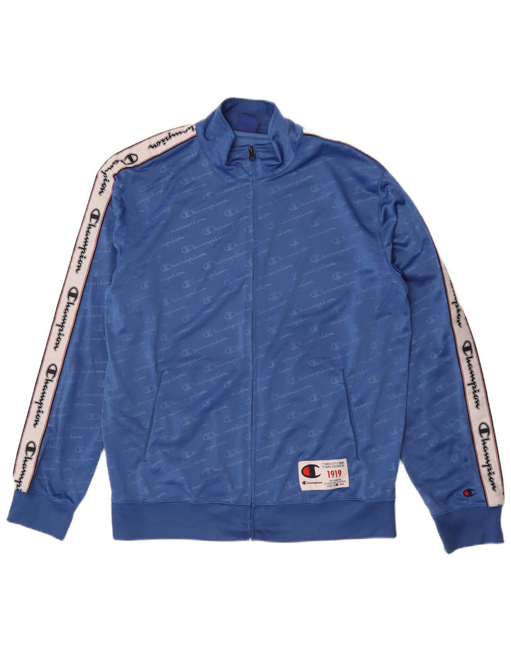 Giacca da ginnastica grafica da uomo Champion XL XL in poliestere color block blu