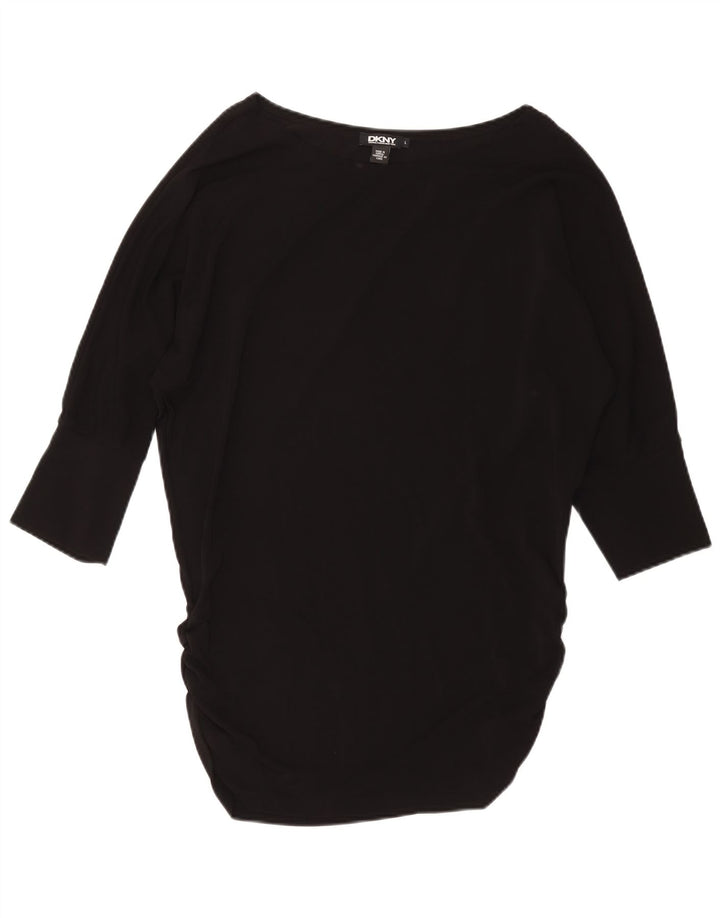 Abito a tunica a pipistrello da donna DKNY UK 16 grande in viscosa nera