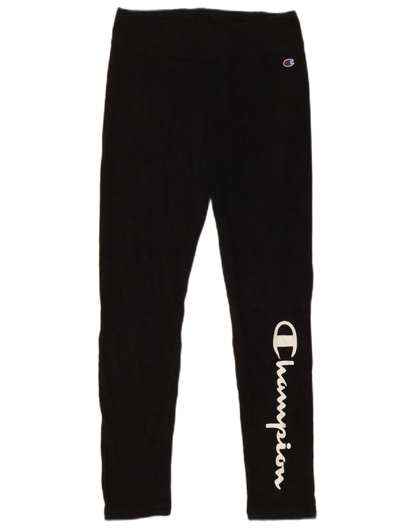Leggings grafici per ragazze Champion 9-10 anni cotone nero medio