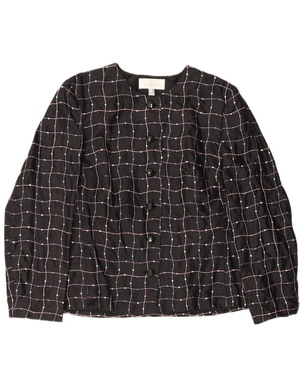 Camicetta da donna Elegance UK 16 Seta a quadri neri grandi