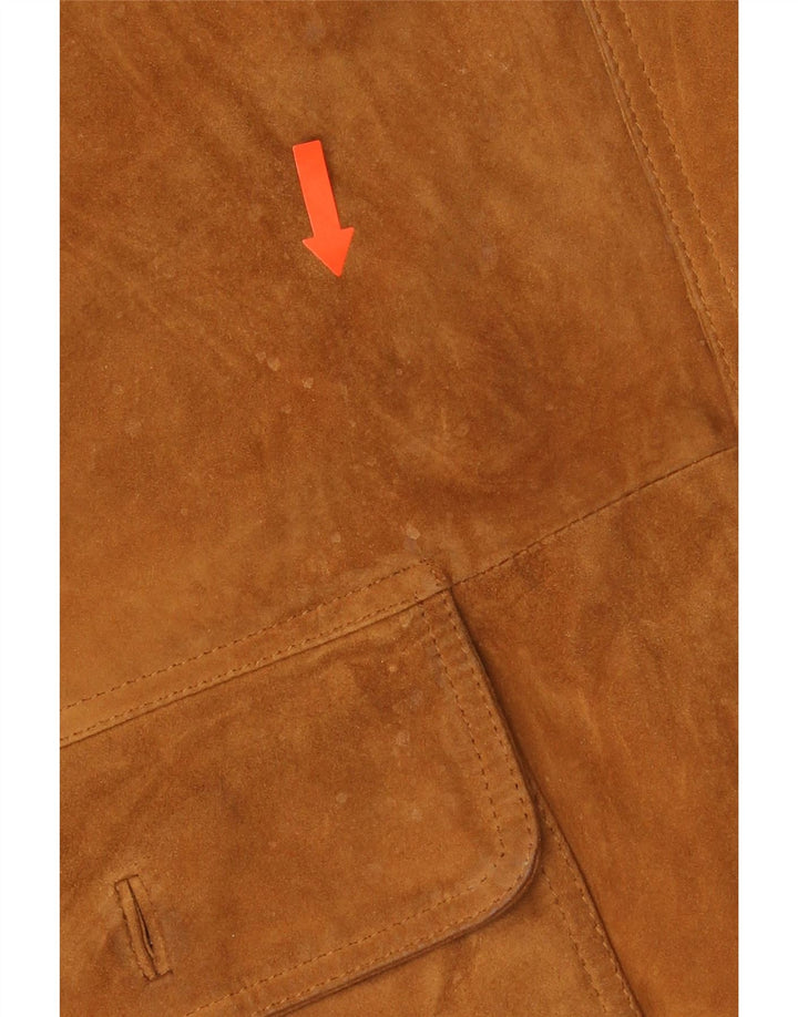 Giubbotto bomber vintage in pelle scamosciata da uomo IT 54 2XL Marrone