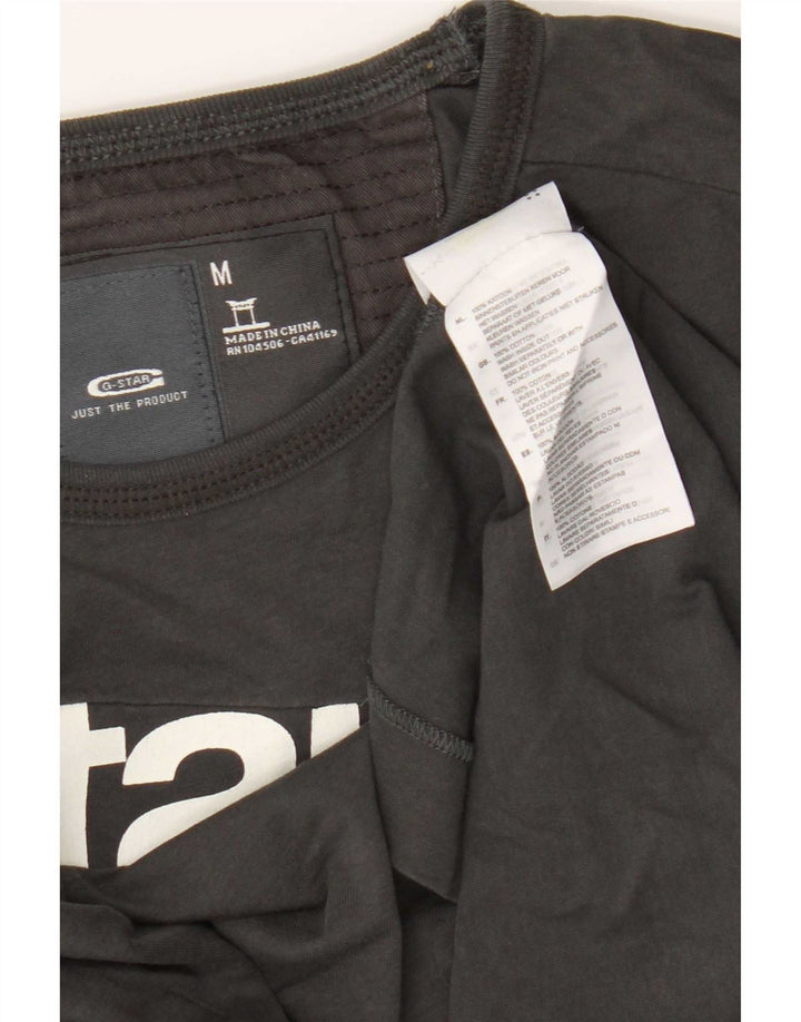 Top grafico da uomo G-Star a maniche lunghe in cotone grigio medio