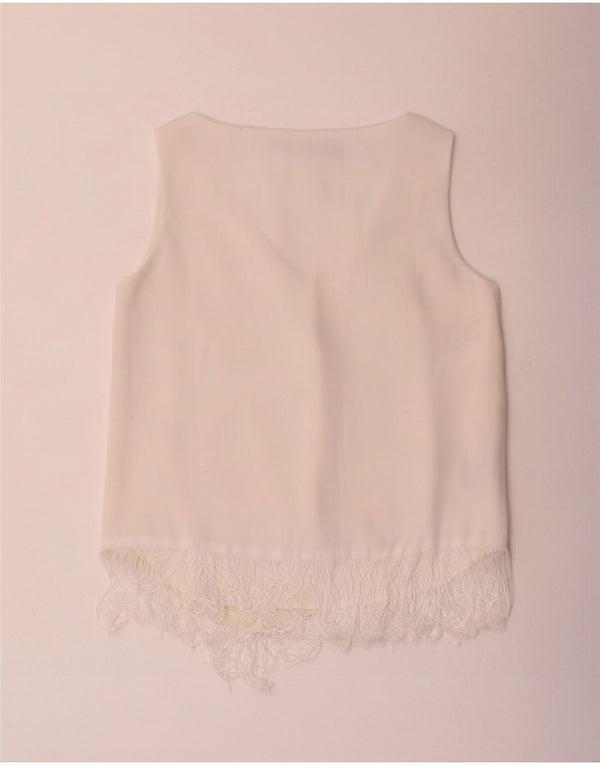 Camicetta senza maniche da donna Ralph Lauren Top US 6 Poliestere bianco medio