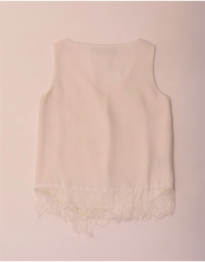 Camicetta senza maniche da donna Ralph Lauren Top US 6 Poliestere bianco medio