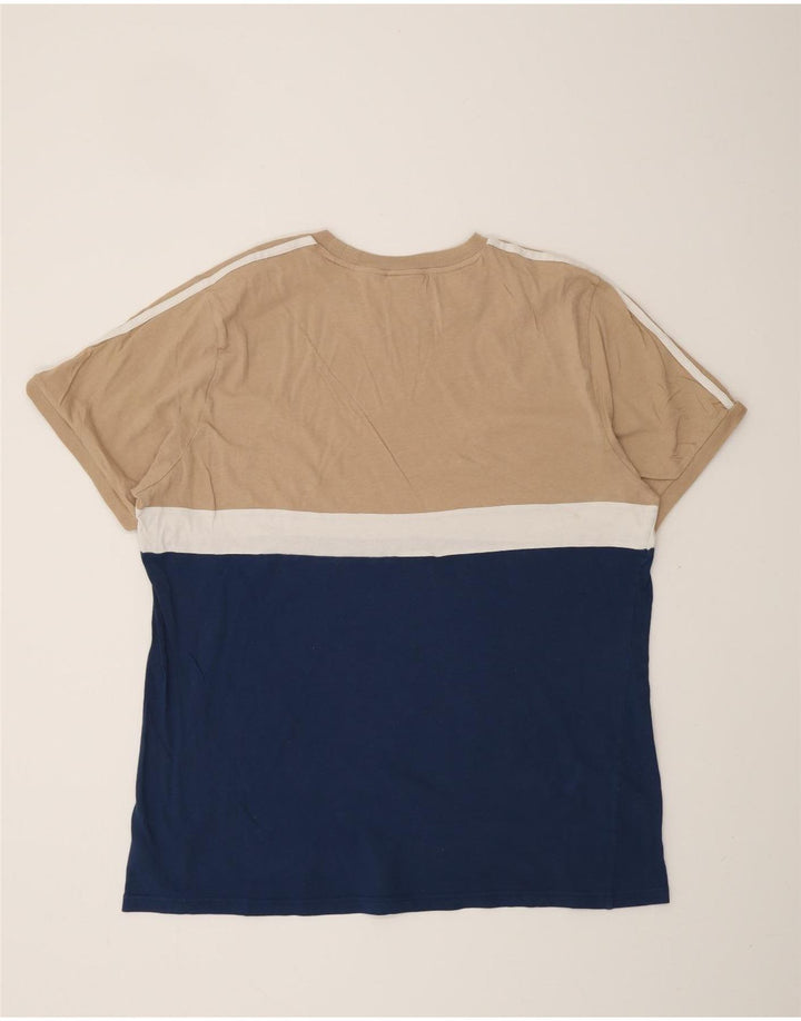 T-shirt da uomo ADIDAS Top XL in cotone color block blu navy