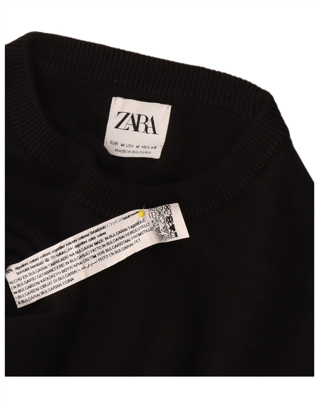 Maglione maglione girocollo da uomo Zara in cotone nero medio
