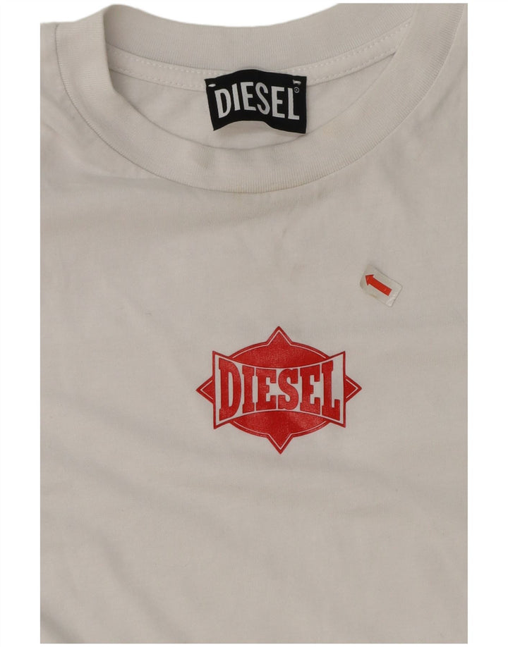 Diesel T-shirt grafica per ragazzi Top 13-14 anni Large bianca