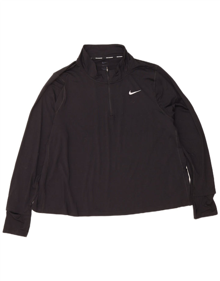 Maglia da running Nike da uomo con collo e zip a maniche lunghe 2XL poliestere nero